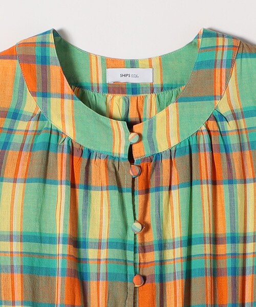 SHIPS any(シップス エニィ)の「SHIPS any:〈洗濯機可能〉マドラス チェック ノースリーブ ワンピース(ワンピース・レディース・ライトグリーン/オレンジ・ONE SIZE)」の19枚目の写真