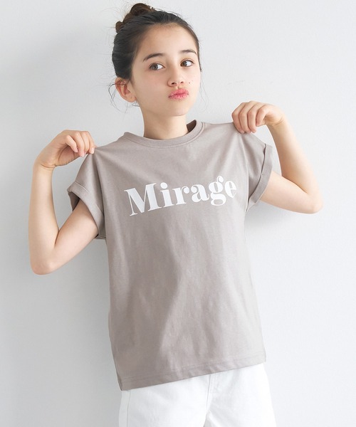 coca（coca）（コカ）の「【WEB限定セール】キッズ 親子お揃いフレンチスリーブロゴTシャツ（Tシャツ/カットソー・キッズ・B/アイボリー/グレイッシュベージュ/チャコール/オートミール/ラベンダー/A/ライトグリーン・120/130/140/150）」の4枚目の写真