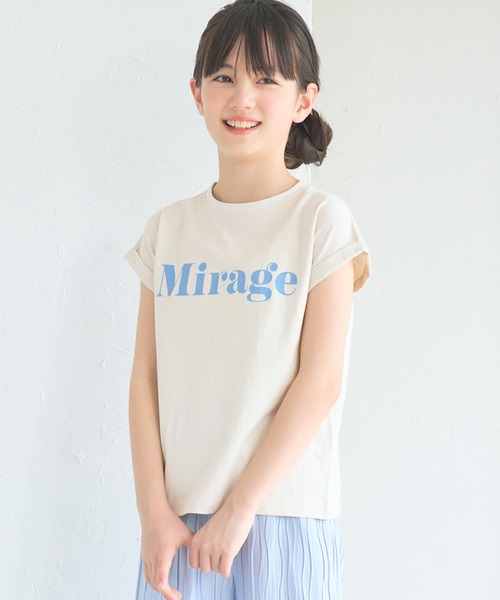 coca（coca）（コカ）の「【WEB限定セール】キッズ 親子お揃いフレンチスリーブロゴTシャツ（Tシャツ/カットソー・キッズ・B/アイボリー/グレイッシュベージュ/チャコール/オートミール/ラベンダー/A/ライトグリーン・120/130/140/150）」の2枚目の写真