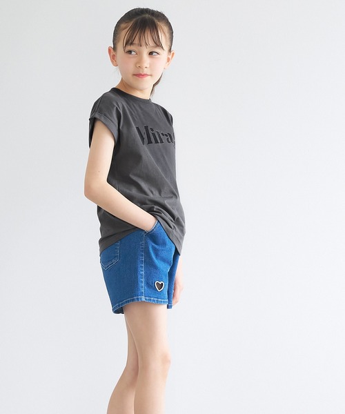 coca（coca）（コカ）の「【WEB限定セール】キッズ 親子お揃いフレンチスリーブロゴTシャツ（Tシャツ/カットソー・キッズ・B/アイボリー/グレイッシュベージュ/チャコール/オートミール/ラベンダー/A/ライトグリーン・120/130/140/150）」の10枚目の写真