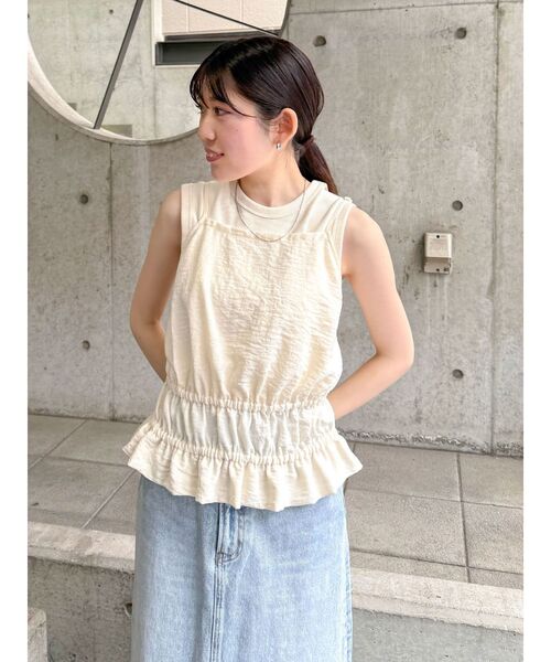 Ungrid（アングリッド）の「キャミレイヤードタンクトップ（タンクトップ・レディース・アイボリー/ブラック/パープル・FREE）」の2枚目の写真