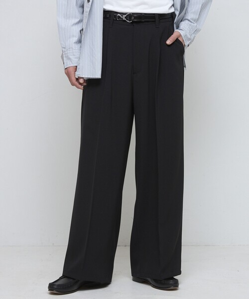 Firsthand（ファーストハンド）の「Firsthand/ファーストハンド ワイドストレートスラックス  / センタ―プレス ワイドスラックス / ワイドシルエット（スラックス・メンズ・ブラック/グレー・MEDIUM/LARGE）」の3枚目の写真