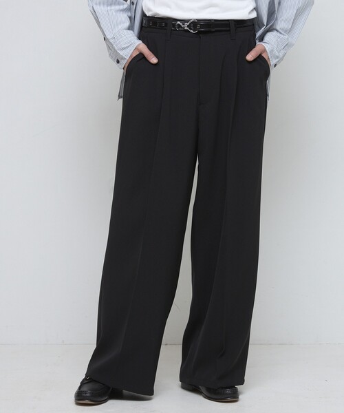 Firsthand（ファーストハンド）の「Firsthand/ファーストハンド ワイドストレートスラックス  / センタ―プレス ワイドスラックス / ワイドシルエット（スラックス・メンズ・ブラック/グレー・MEDIUM/LARGE）」の4枚目の写真