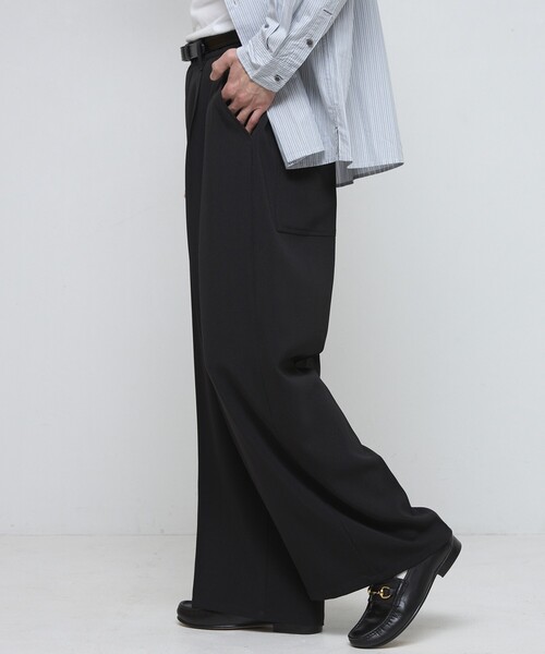 Firsthand（ファーストハンド）の「Firsthand/ファーストハンド ワイドストレートスラックス  / センタ―プレス ワイドスラックス / ワイドシルエット（スラックス・メンズ・ブラック/グレー・MEDIUM/LARGE）」の7枚目の写真