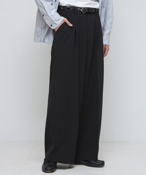 Firsthand（ファーストハンド）の「Firsthand/ファーストハンド ワイドストレートスラックス  / センタ―プレス ワイドスラックス / ワイドシルエット（スラックス・メンズ・ブラック/グレー・MEDIUM/LARGE）」の12枚目の写真