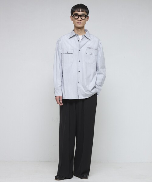 Firsthand（ファーストハンド）の「Firsthand/ファーストハンド ワイドストレートスラックス  / センタ―プレス ワイドスラックス / ワイドシルエット（スラックス・メンズ・ブラック/グレー・MEDIUM/LARGE）」の14枚目の写真