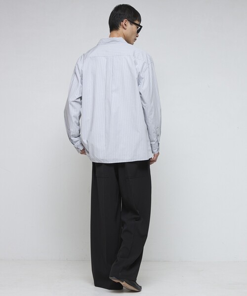 Firsthand（ファーストハンド）の「Firsthand/ファーストハンド ワイドストレートスラックス  / センタ―プレス ワイドスラックス / ワイドシルエット（スラックス・メンズ・ブラック/グレー・MEDIUM/LARGE）」の17枚目の写真