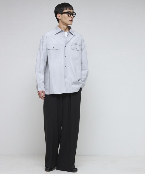 Firsthand（ファーストハンド）の「Firsthand/ファーストハンド ワイドストレートスラックス  / センタ―プレス ワイドスラックス / ワイドシルエット（スラックス・メンズ・ブラック/グレー・MEDIUM/LARGE）」の19枚目の写真