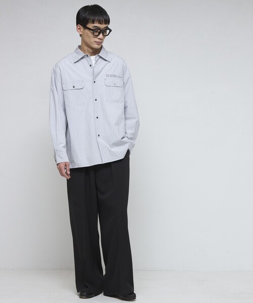 Firsthand（ファーストハンド）の「Firsthand/ファーストハンド ワイドストレートスラックス  / センタ―プレス ワイドスラックス / ワイドシルエット（スラックス・メンズ・ブラック/グレー・MEDIUM/LARGE）」の20枚目の写真