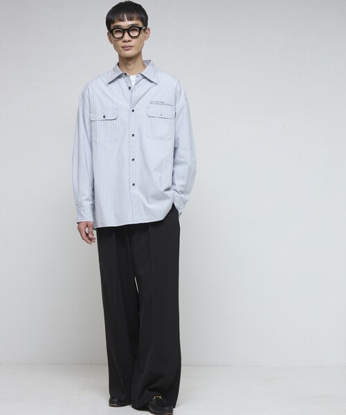 Firsthand（ファーストハンド）の「Firsthand/ファーストハンド ワイドストレートスラックス  / センタ―プレス ワイドスラックス / ワイドシルエット（スラックス・メンズ・ブラック/グレー・MEDIUM/LARGE）」の21枚目の写真