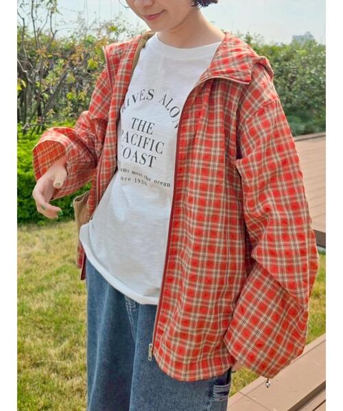 SM2（エスエムツー）の「マドラスチェックフードパーカー（ブルゾン・レディース・ブラック/レッド/オレンジ・F）」の6枚目の写真