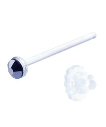 ガラスピアス ストーン付き つけっぱなし 金属アレルギー対応 リテーナー 20G 18G 16G 長さ9mm 11mm 13mm ボディピアス