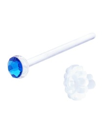 ガラスピアス ストーン付き つけっぱなし 金属アレルギー対応 リテーナー 20G 18G 16G 長さ9mm 11mm 13mm ボディピアス