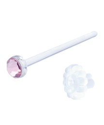 ガラスピアス ストーン付き つけっぱなし 金属アレルギー対応 リテーナー 20G 18G 16G 長さ9mm 11mm 13mm ボディピアス