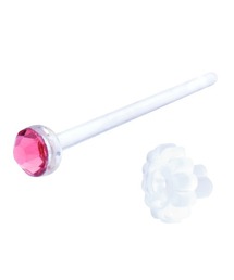 ガラスピアス ストーン付き つけっぱなし 金属アレルギー対応 リテーナー 20G 18G 16G 長さ9mm 11mm 13mm ボディピアス