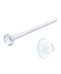 ガラスピアス ストーン付き つけっぱなし 金属アレルギー対応 リテーナー 20G 18G 16G 長さ9mm 11mm 13mm ボディピアス