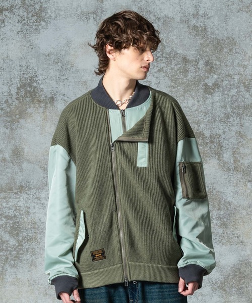 glamb(グラム)の「Knit Layered MA-1 / ニットレイヤードMA-1(MA-1・メンズ・ブラック/カーキ/ネイビー・S/M/L)」の12枚目の写真