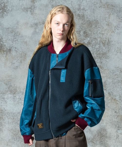 glamb(グラム)の「Knit Layered MA-1 / ニットレイヤードMA-1(MA-1・メンズ・ブラック/カーキ/ネイビー・S/M/L)」の13枚目の写真