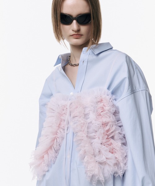 JOSE MOON（ジョゼムーン）の「LACE TULE CAMI/レースチュールキャミ（キャミソール・レディース・サックスブルー/ミント/ピンク/ブラック・FREE）」の19枚目の写真