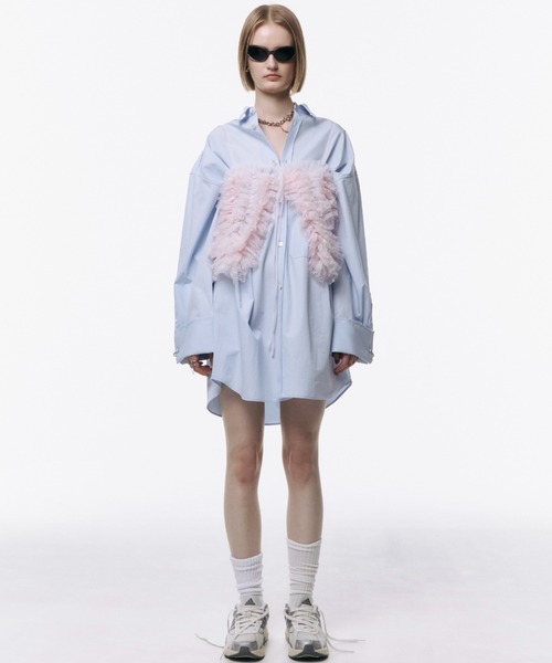 JOSE MOON（ジョゼムーン）の「LACE TULE CAMI/レースチュールキャミ（キャミソール・レディース・サックスブルー/ミント/ピンク/ブラック・FREE）」の6枚目の写真