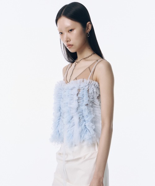 JOSE MOON（ジョゼムーン）の「LACE TULE CAMI/レースチュールキャミ（キャミソール・レディース・サックスブルー/ミント/ピンク/ブラック・FREE）」の7枚目の写真