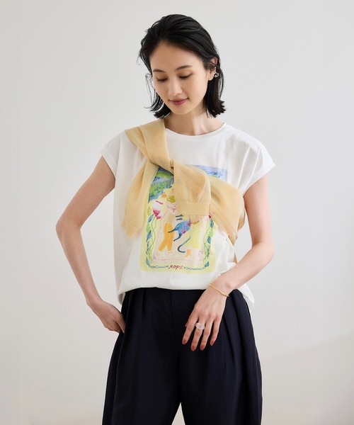 ROPE'(ロペ)の「【Kei Nagayama for ROPE'】プリント ノースリーブTEE【接触冷感・洗濯耐久あり】(Tシャツ/カットソー・レディース・ホワイト・FREE)」の5枚目の写真