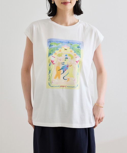 【Kei Nagayama for ROPE'】プリント ノースリーブTEE【接触冷感・洗濯耐久あり Kei Nagayama for ROPE'】プリント ノースリーブTEE【接触冷感