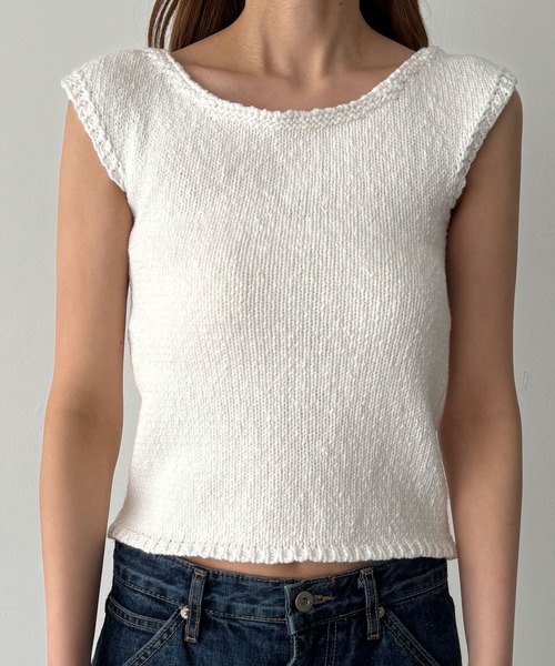 CANAL JEAN(キャナルジーン)の「diggity バックオープンニットタンク(タンクトップ・レディース・アイボリー/ブラック・ONE SIZE)」の8枚目の写真