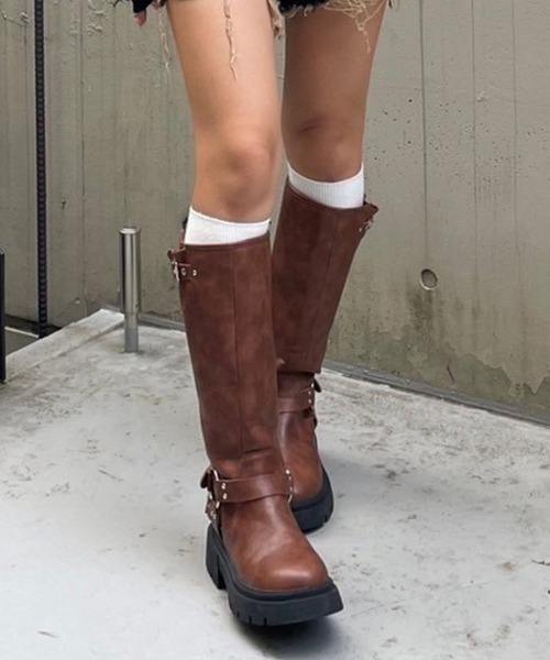 ラウンドバックルロングブーツⅡ（ブーツ）｜ACLENT（アクレント）の