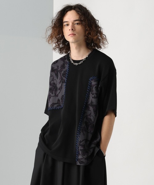 HARE（ハレ）の「パッチワークガラニットプルオーバー(HARE)（ニット/セーター・メンズ・ブラック/トップグレー・FREE）」の2枚目の写真