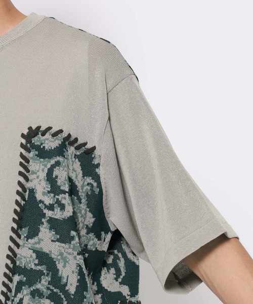 HARE（ハレ）の「パッチワークガラニットプルオーバー(HARE)（ニット/セーター・メンズ・ブラック/トップグレー・FREE）」の5枚目の写真