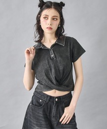 ウエストクロス クロップド ポロシャツ