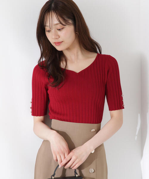 ゆ*こ様 ハートクローゼット　半袖ポロネックリブニット ゆ*こ様 ハートクローゼット 半袖ポロネックリブニット - メルカリ