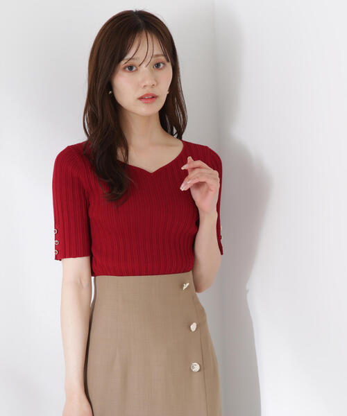 ゆ*こ様 ハートクローゼット　半袖ポロネックリブニット ゆ*こ様 ハートクローゼット 半袖ポロネックリブニット - メルカリ
