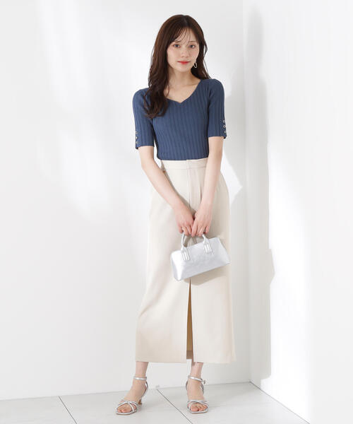 PROPORTION BODY DRESSING(プロポーションボディドレッシング)の「ハートネック半袖リブニット / 1215270605(ニット/セーター・レディース・グリーン/ホワイト系その他/ブラック/レッド・SMALL/MEDIUM)」の16枚目の写真