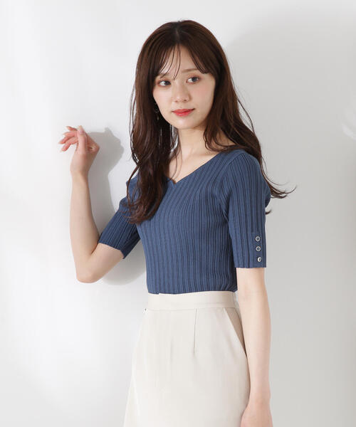 PROPORTION BODY DRESSING(プロポーションボディドレッシング)の「ハートネック半袖リブニット / 1215270605(ニット/セーター・レディース・グリーン/ホワイト系その他/ブラック/レッド・SMALL/MEDIUM)」の18枚目の写真