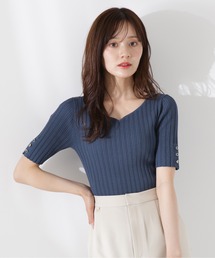 PROPORTION BODY DRESSING | ハートネック半袖リブニット / 1215270605(ニット/セーター)