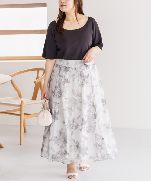 CLETTE（クレット）の「スクープネックリブニット（ニット/セーター・レディース・オフホワイト/チャコールグレー/ブラック・LL/3L/4L）」の14枚目の写真