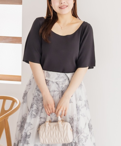 CLETTE（クレット）の「スクープネックリブニット（ニット/セーター・レディース・オフホワイト/チャコールグレー/ブラック・LL/3L/4L）」の12枚目の写真