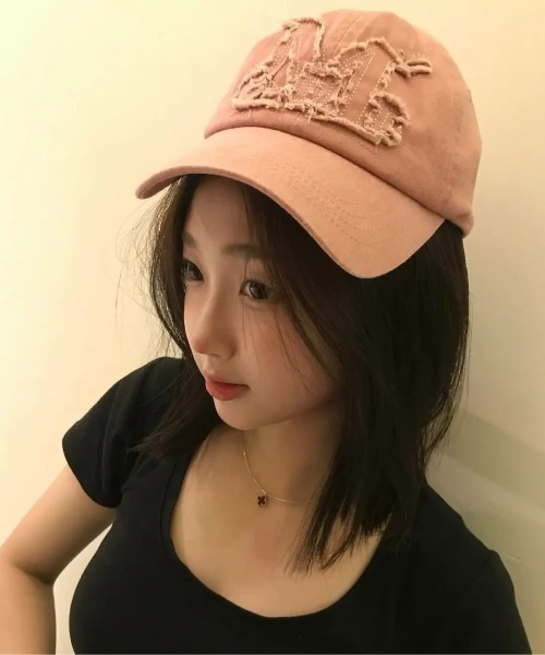 MUCENT（ムセント）の「【日本未発売/WEB限定】MUCENT(ムセント)/ヴィンテージ ウォッシング アップリケ ベースボール キャップ サイズ調整可能/VINTAGE WASHING APPLIQUE BALL CAP（キャップ・レディース・カーキ/ブラック/チョコ/グレー/クリーム/ブルー/ホワイト/ピンク/レッド/ベージュ・FREE）」の9枚目の写真