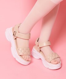 キルティング 面ファスナーストラップサンダル