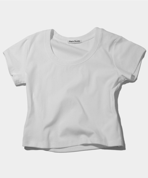 PLACE STUDIO(プレイススタジオ)の「PLACE STUDIO/UネッククロップT(Tシャツ/カットソー・レディース・チャコールグレー/ホワイト・FREE)」の15枚目の写真