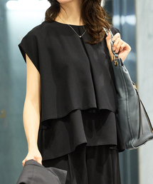 Abahouse Devinette ネイビーブラウス Abahouse Devinette ダークネイビーカラー シアー袖 ブラウス