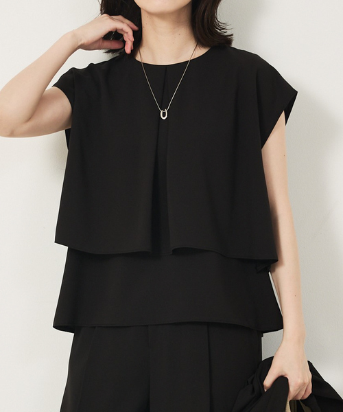 abahouse mavie(アバハウスマヴィ)の「【エニデイカセット・サマー】ジョーゼットタックフレアーブラウス(シャツ/ブラウス・レディース・ブラック/ダークネイビー/ホワイト・38/36)」の3枚目の写真