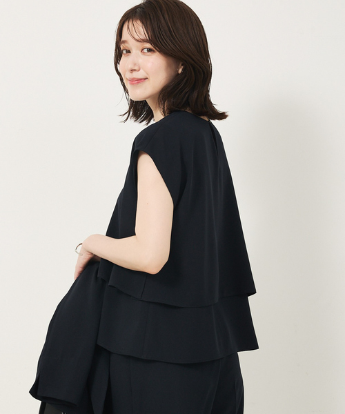 abahouse mavie(アバハウスマヴィ)の「【エニデイカセット・サマー】ジョーゼットタックフレアーブラウス(シャツ/ブラウス・レディース・ブラック/ダークネイビー/ホワイト・38/36)」の9枚目の写真