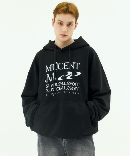 MUCENT パーカー　ブラック　L セール】【MUCENT】レタリング パーカー ESSENTIAL LETTERING