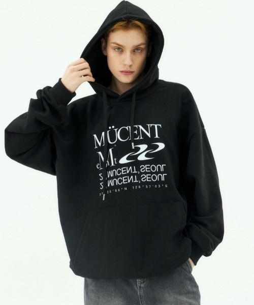 MUCENT パーカー　ブラック　L セール】【MUCENT】ブランド直輸入正規品/レタリング パーカー