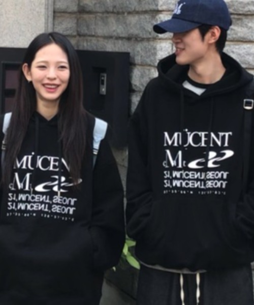 MUCENT パーカー　ブラック　L セール】【MUCENT】ブランド直輸入正規品/レタリング パーカー