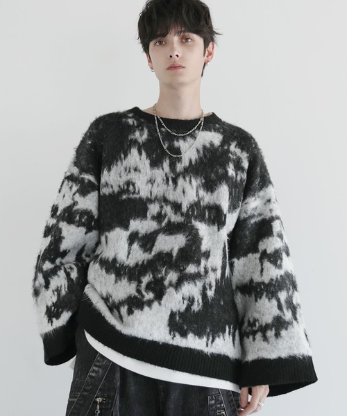 ワイドスリーブルーズシルエットフェザーニット（ニット/セーター