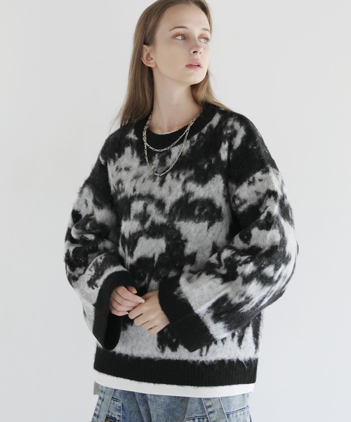 4回使用・FLR FNT-5 ニット素材 サイズ42 27cm 幅広ワイド ワイドスリーブルーズシルエットフェザーニット（ニット